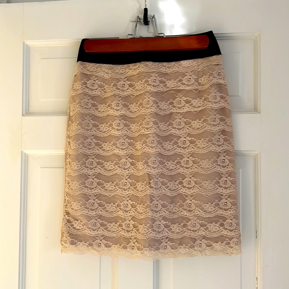 Nude Lace Skirt. Size 2.
